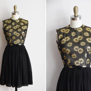 1960s Atomic StarGlow dress/ vintage 60s metallic dress/ novelty chiffon party dress 