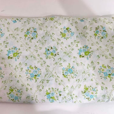 Vintage Cannon Monticello Floral Flat Sheet Full Bed Flowers Bedding Cotton Muslin 1960s 