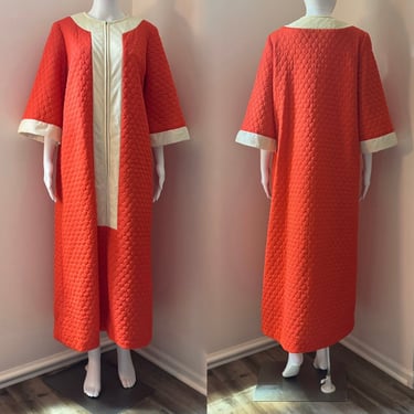 Orange Quilted Robe 1960’s fits L - XL  1960's 