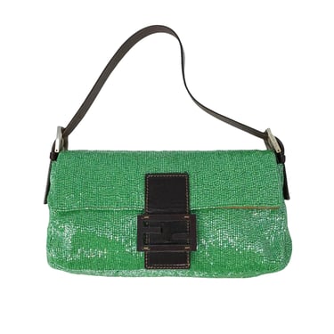 Fendi Green Beaded Baguette Bag