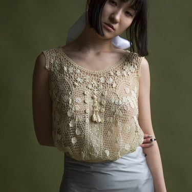 7098t / edwardian irish lace cotton embroidered top 