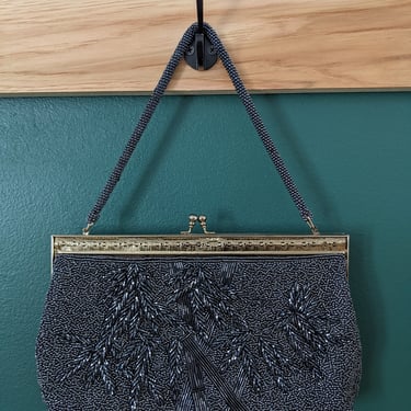 Charcoal Vintage Beaded Purse 