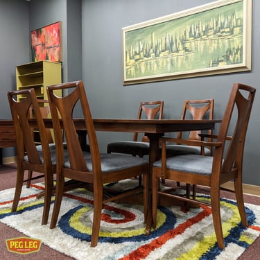 Set of 6 Mid-Century Modern walnut dining chairs from the Perspecta collection by Kent Coffey