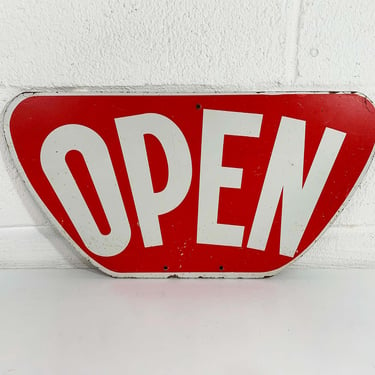 Vintage Wooden Open Sign Typography Boutique Shop Display Red White Sign Bar Wall Hanging Home Decor Man Cave Antique Wood 1940s 1950s 