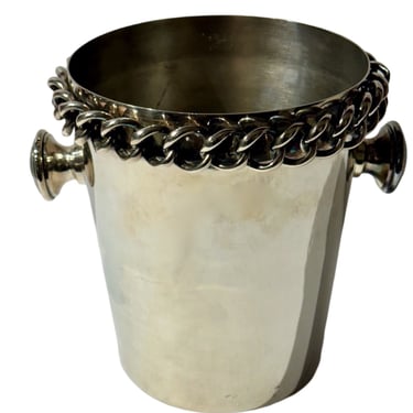 Silverplate Art Deco Champagne Cooler with Chain Detail by Plata Lappas