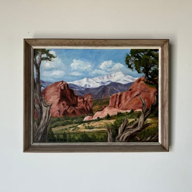 1970's Iredding " Garden of the Gods " Plein Art Desert Landscape Oil Painting, Framed 