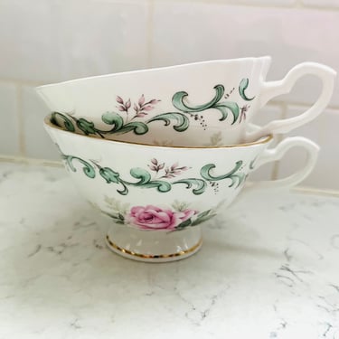 On Pair of Crown Dorset Fine Bone China Made in England Staffordshire Fine Ceramics  Tea/Coffee Mugs by LeChalet