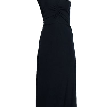 Veronica Beard - Navy Maxi One Shoulder Dress w/ Gold Chain Halter Strap Sz L