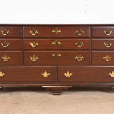 Harden Furniture Georgian Carved Solid Cherry Wood Long Dresser, Newly Restored