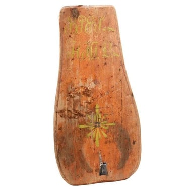 1880's Antique Swedish Country Folk Art Orange Painted Pine and Iron One Arm Candle Wall Sconce. Provencal. 