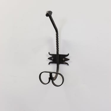 vintage French hand forged wrought iron wall hook