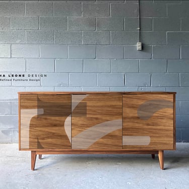 3-Door Credenza, Mid Century Style, with hand-painted bespoke design COMING SOON! 