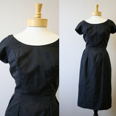 1960s McInerny Polynesian Casuals Black Wiggle Dress 