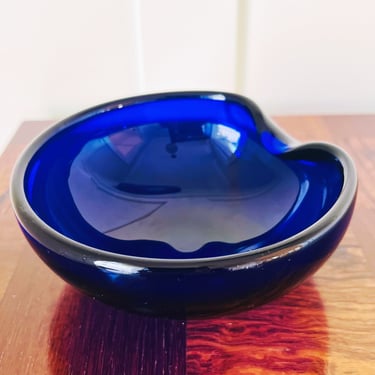 Vintage Glass "Thumbprint" Small Bowl in Cobalt by Elsa Peretti for Tiffany & Co