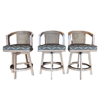 Set of 3 Cane Back Swivel Barstools SS262-1