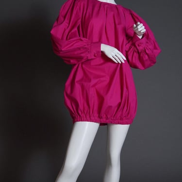 S/S 1992 Yves Saint Laurent Rive Gauche exaggerated pink magenta bubble designer archive mini dress 