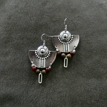 Bold tribal southwestern earrings, red 