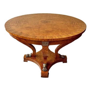 Highly Figured Maple Neoclassic Round Center Table 
