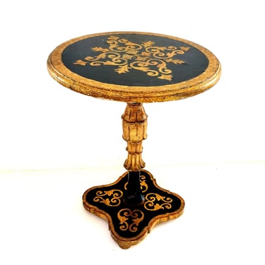 Vintage Italian Florentine Pedestal Side Table 