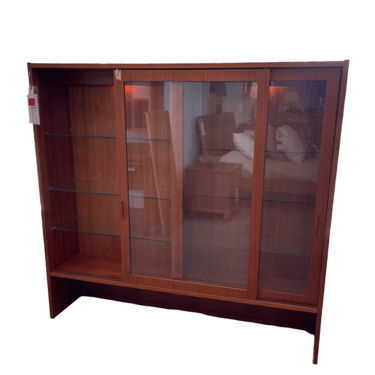 Interchangeable Display Cabinet<br />Sliding Glass Doors<br />Teak Veneer<br />W 54.5 x D 12 x H 51