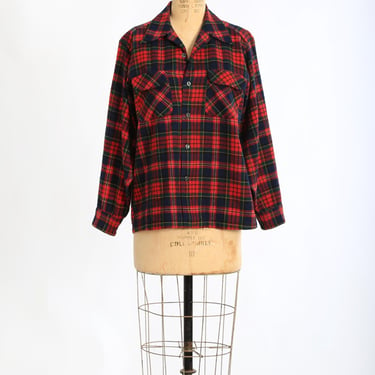 Vintage 60s Pendleton red plaid wool shirt 