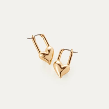 Jenny Bird - Padlock Heart Huggie Earrings - Gold