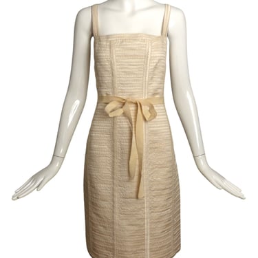 OSCAR DE LA RENTA- Ivory Satin Ribbon Dress, Size 10