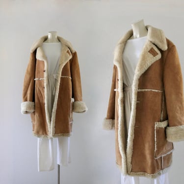 oversized 70's golden sheepskin coat 