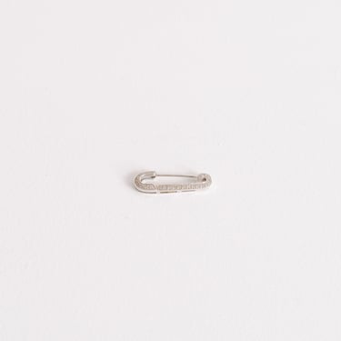 White Gold Safety Pin Earring with Diamond Inlay