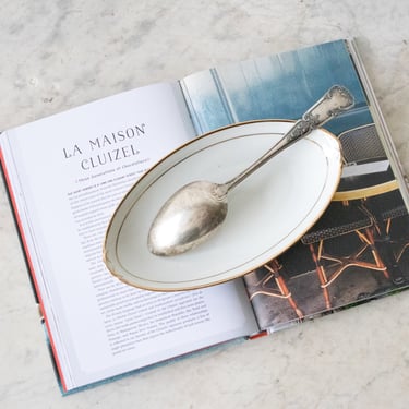 Tasting Paris Book with Gold Rim Spoon Rest &amp; Vintage French Serving Spoon