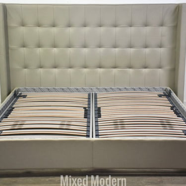 Roche Bobois King Beige Leather Bed 