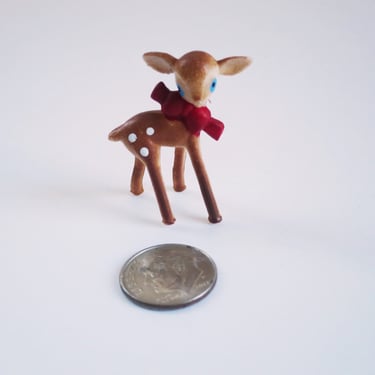 Vintage Mini Deer Figurine for Decorating a Dollhouse, Wreath, or Easter Basket 