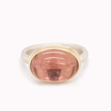 Peach Tourmaline Cabachon Statement Ring