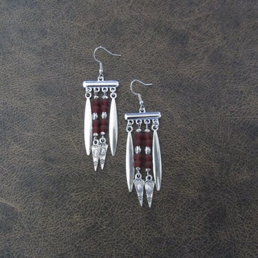 Red sea glass chandelier earrings 