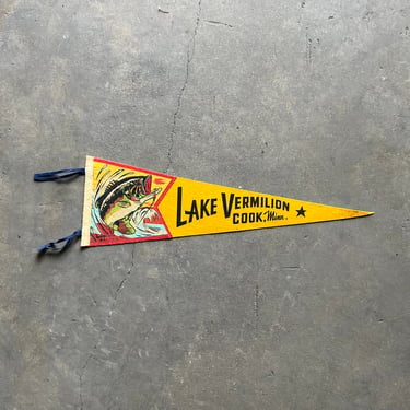 Vintage Lake Vermillion Cook, MN Felt Souvenir Pennant 