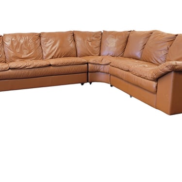 Burnt Orange Faux Leather L-Shaped Sectional