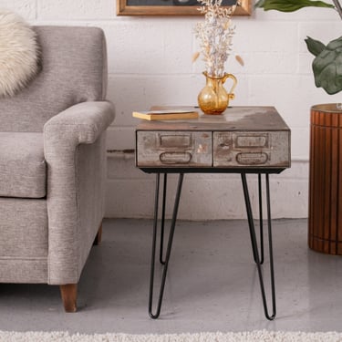 2-Drawer Industrial End Table #326