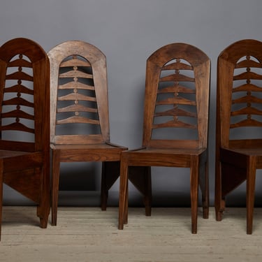 Set of Four Art Deco Ulin Wood Chairs from the City of Jakarta