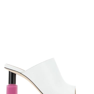 Loewe Women White Leather Nail Polish Mules