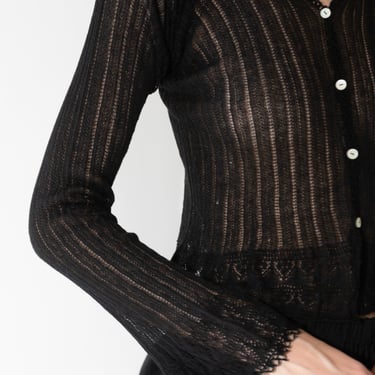 Whole Garment Lace Cardigan in Black