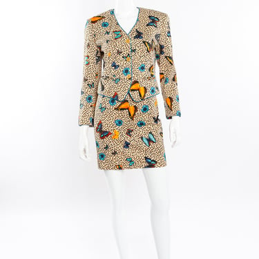 Butterfly Leopard Jacket & Skirt Set