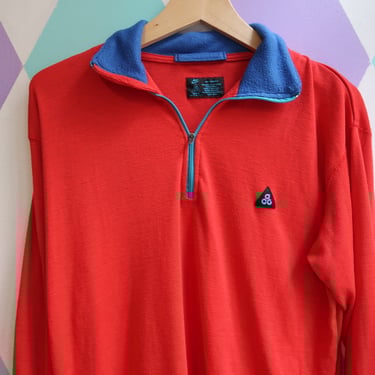 Vintage Nike ACG 90s Red Half-Zip Pullover – 100% Thermax