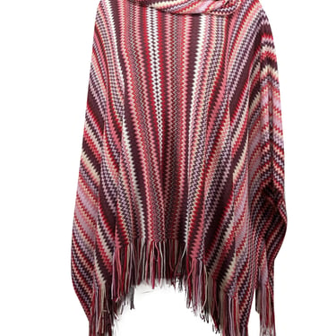 Missoni - Purple, Pink, Red, & Cream Wool Poncho One Size