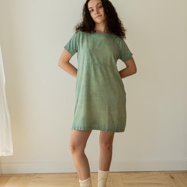 Silk Noil Dress, Green Pocket Dress, Nubby Natural Silk Tunic 