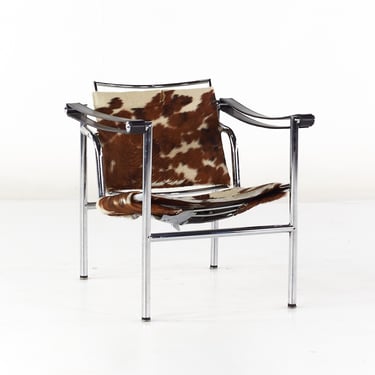 Le Corbusier Mid Century LC1 Cowhide and Chrome Lounge Chair - mcm 