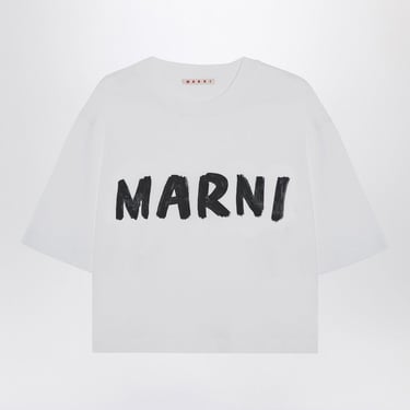 Marni White Cropped T-Shirt With Logo Print Women