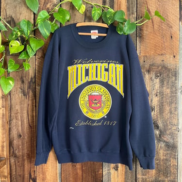 Vintage 90s University of Michigan Wolverines Nutmeg Sweatshirt Size XL 