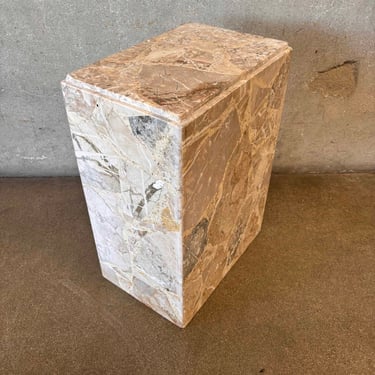 Vintage Beige Marble Rectangle Pedestal