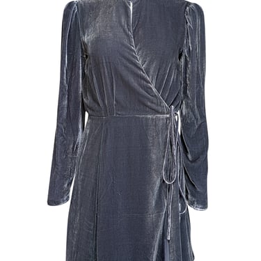 Reformation - Slate Blue Velvet Mini Dress Sz L