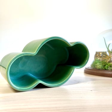 Vintage Green Oval Bubble Shaped Ceramic Planter 